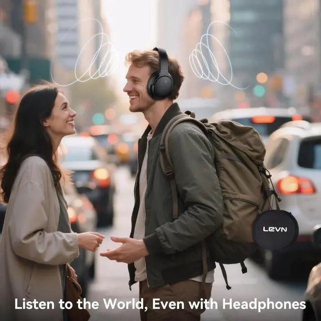 Alt view image 4 of 4 - Wireless Headphones Bluetooth 5.4 with Transparent Mode, Hi-Res Audio, Deep Bass, 70H Playtime Over for Work/Travel/Home/Office