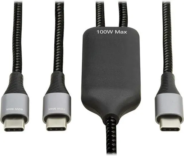 Main image of Dual USB-C Multi-Charging Cable/Splitter, 6 Foot / 1.8 Meter Length, 100W PD Charging (U420P-2X6-100W)