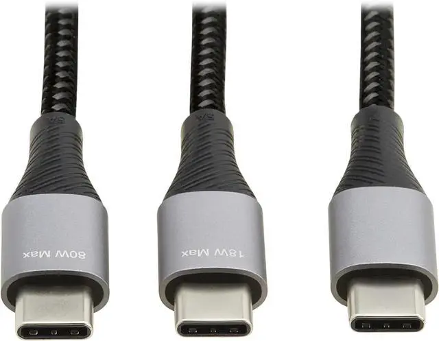 Alt view image 3 of 6 - Dual USB-C Multi-Charging Cable/Splitter, 6 Foot / 1.8 Meter Length, 100W PD Charging (U420P-2X6-100W)