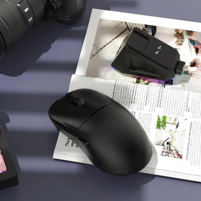 Alt view image 6 of 6 - Gaming Mouse, 12000 DPI, 56g Ultra-Light, Magnetic RGB Charging Dock, Programmable 6 Buttons, Black