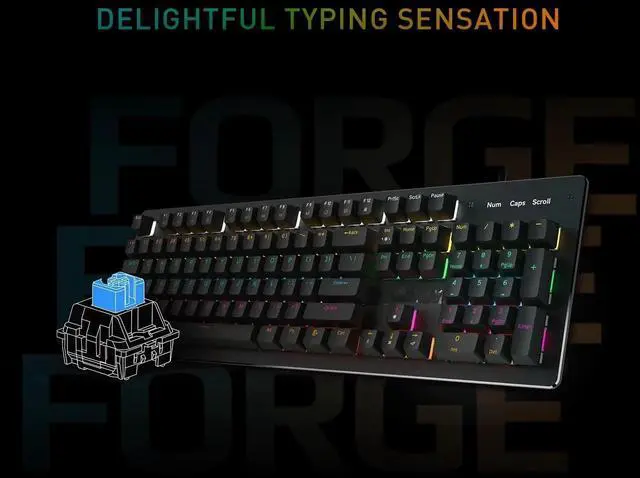 Alt view image 3 of 6 - Gaming RGB Mechanical Keyboard & Forge GM300 Mouse Set, Anti-Ghosting, 7200 DPI Optical Sensor