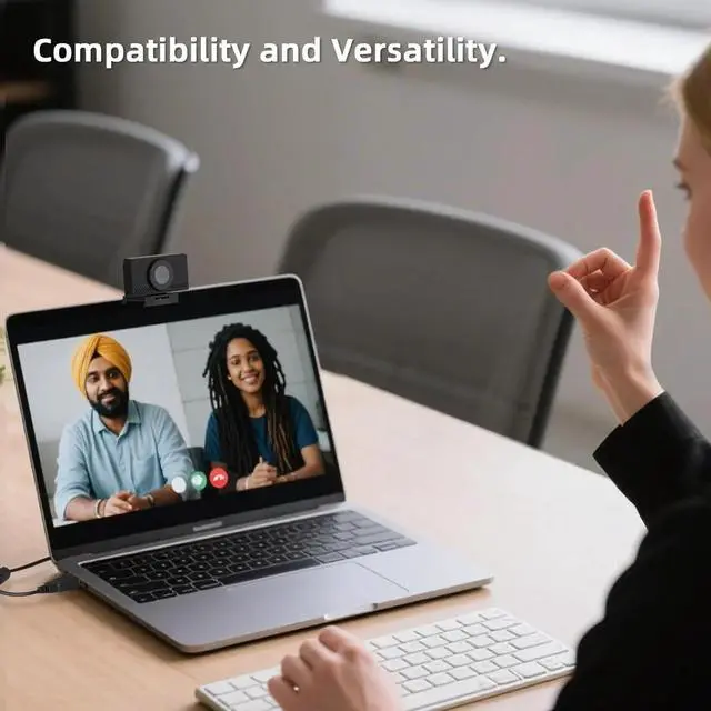 Alt view image 6 of 6 - 4K Webcam for PC & Laptop with Microphone and Webcam Cover, Auto Light Correction, USB Plug and Play, Black