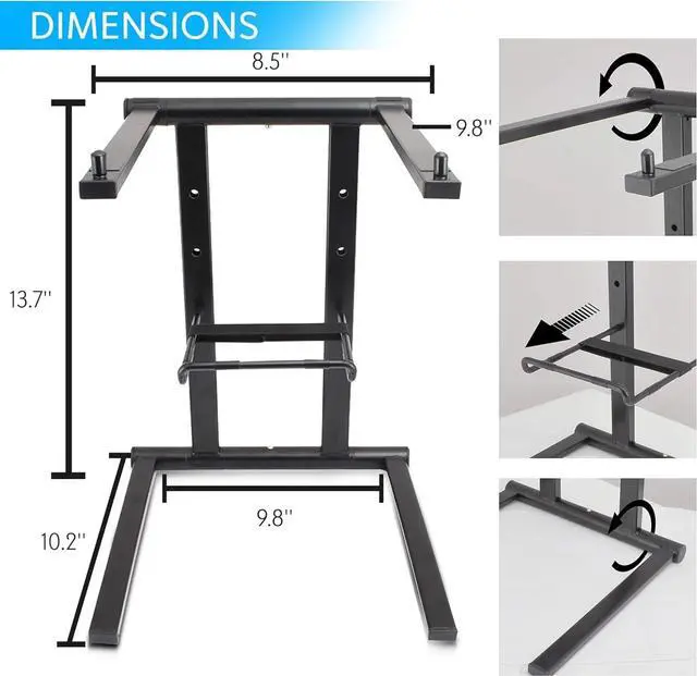Alt view image 2 of 6 - Portable Folding Laptop Stand - Standing Table with Foldable Height and Secondary Accessory Tray