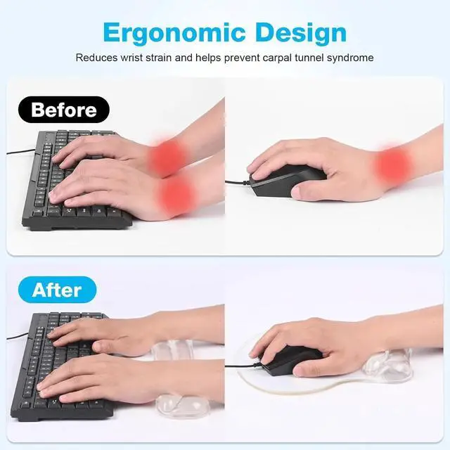 Alt view image 2 of 6 - Gel Mouse pad & Keyboard Wrist Rest Set, Ergonomic Keyboard and Mousepad with Wrist Support, Keyboards Wrist Rest