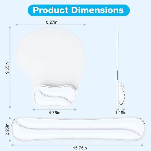 Alt view image 5 of 6 - Gel Mouse pad & Keyboard Wrist Rest Set, Ergonomic Keyboard and Mousepad with Wrist Support, Keyboards Wrist Rest