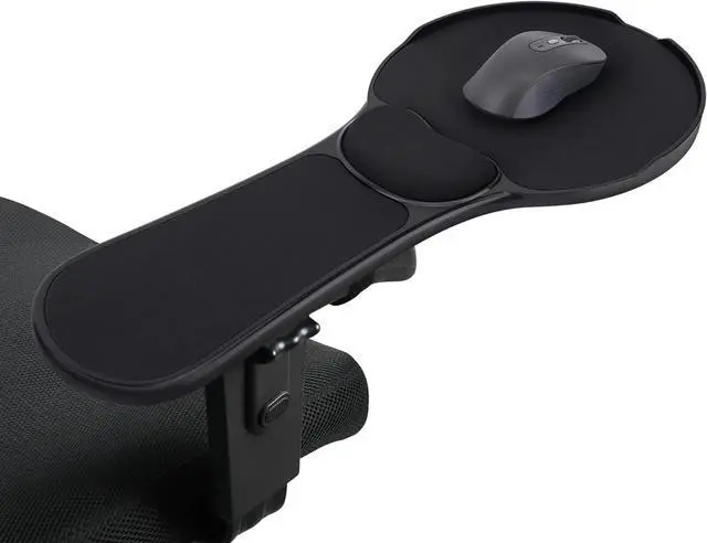 Main image of Ergonomic Arm Rest Mouse Pad for ChairAdjustable Mouse Tray with Wrist Cushion, Chair arm Mousepad, Black