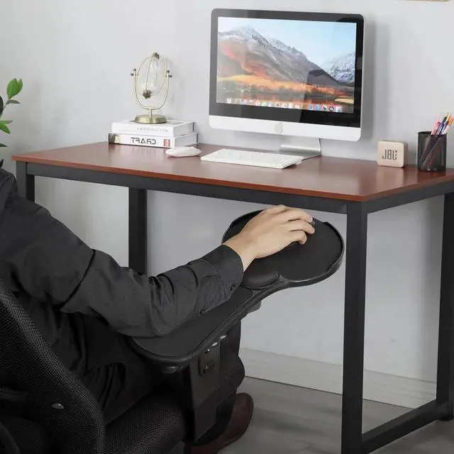 Alt view image 4 of 6 - Ergonomic Arm Rest Mouse Pad for ChairAdjustable Mouse Tray with Wrist Cushion, Chair arm Mousepad, Black