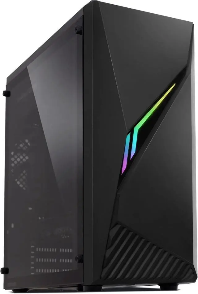 Main image of ATX Mid-Tower PC Gaming Computer Case with Spectrum RGB Lighting Strip, Control Button, Black