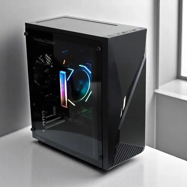 Alt view image 5 of 6 - ATX Mid-Tower PC Gaming Computer Case with Spectrum RGB Lighting Strip, Control Button, Black