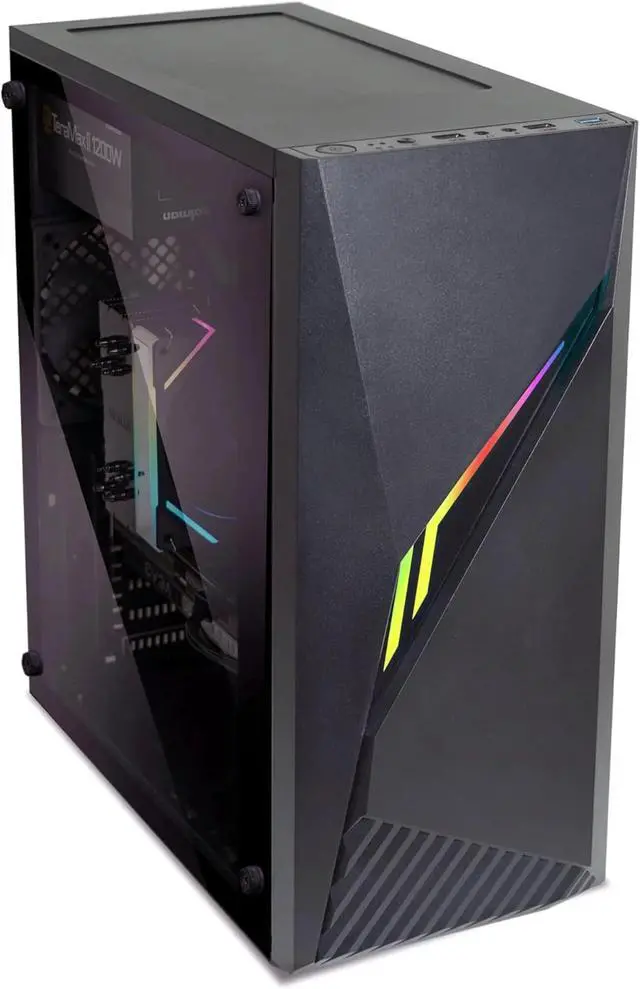 Alt view image 3 of 6 - ATX Mid-Tower PC Gaming Computer Case with Spectrum RGB Lighting Strip, Control Button, Black