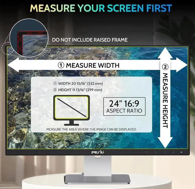 Alt view image 2 of 6 - [2-Pack] 24 Inch Privacy Screen for Computer Monitor 16:9 Aspect Ratio, Eye Protection Anti Blue Light Glare Shield, 24inch Removable Black Blackout Anti Spy Desktop Security Private Filter