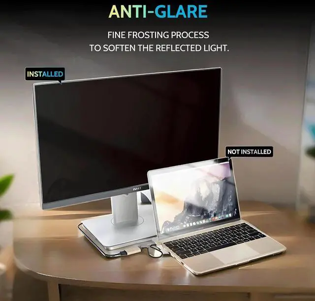 Alt view image 5 of 6 - [2-Pack] 24 Inch Privacy Screen for Computer Monitor 16:9 Aspect Ratio, Eye Protection Anti Blue Light Glare Shield, 24inch Removable Black Blackout Anti Spy Desktop Security Private Filter