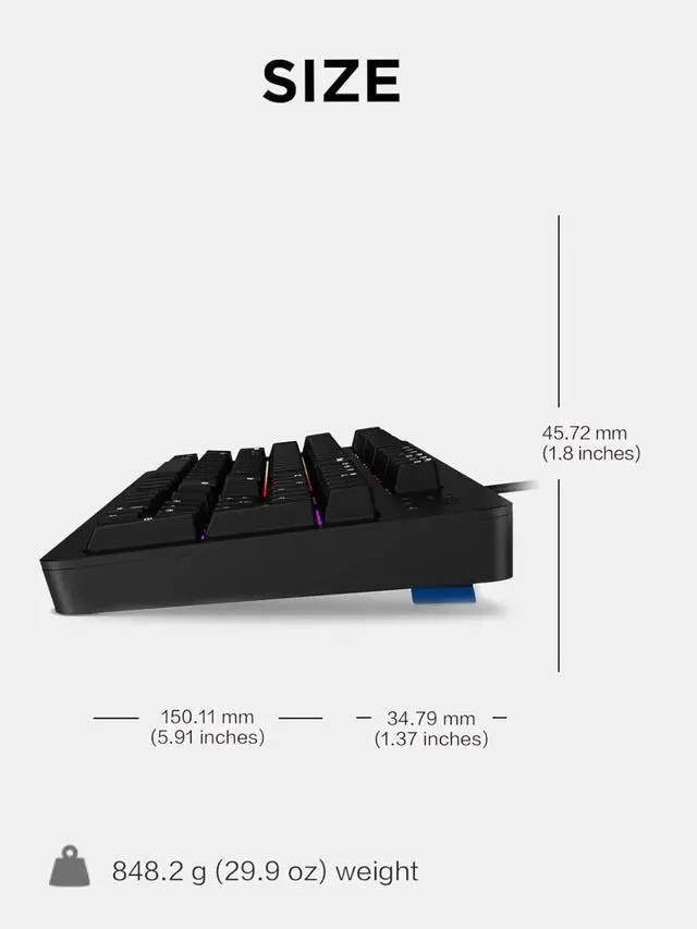 Alt view image 4 of 6 - K310 RGB Wired Gaming Keyboard - Ultra-Fast Reaction Time with Tactile Keys, Quiet Key Membrane Switches