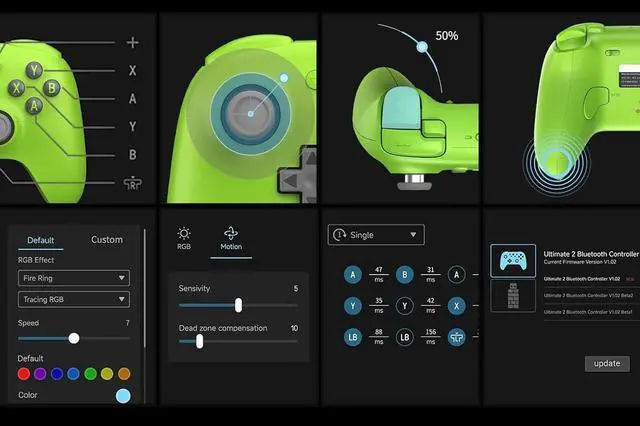 Alt view image 6 of 6 - Wireless Controller for Windows, Android,Steam Deck, TMR Joysticks, 1000Hz Polling Rate, Tactile/Hall Triggers - Green