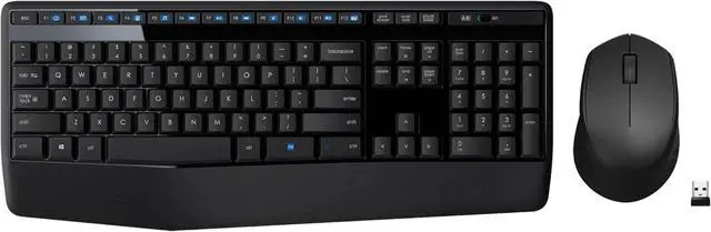 Main image of Wireless Keyboard and Mouse Combo with Palm Rest, 2.4 GHz USB Receiver, Compatible with PC, Laptop, Black