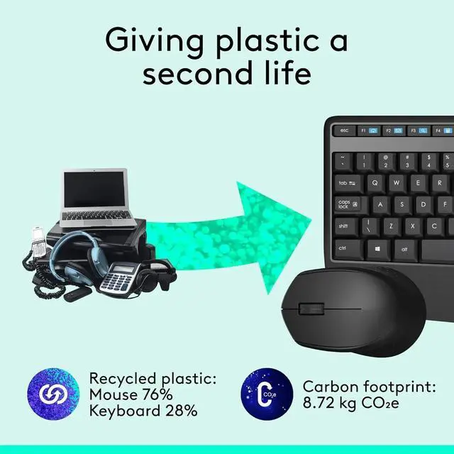 Alt view image 5 of 6 - Wireless Keyboard and Mouse Combo with Palm Rest, 2.4 GHz USB Receiver, Compatible with PC, Laptop, Black