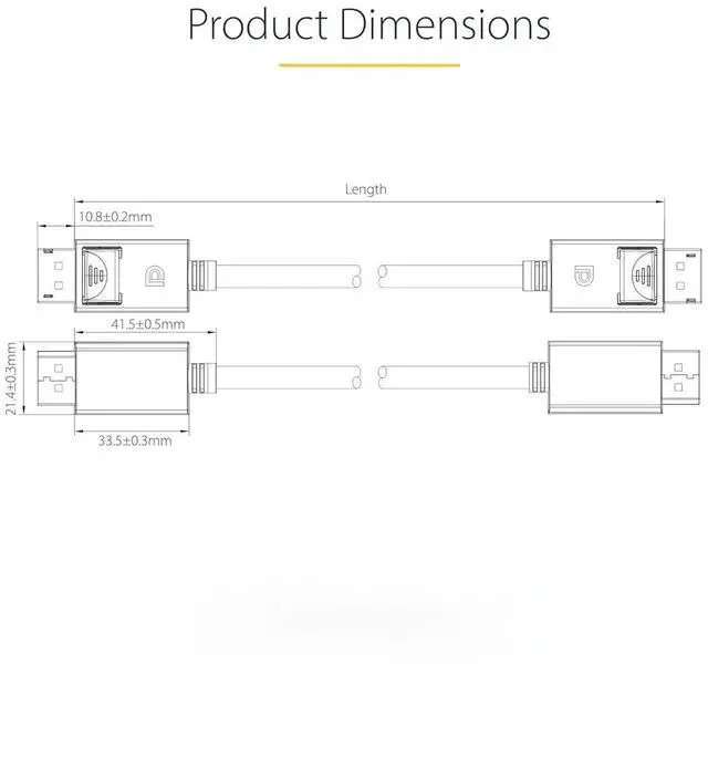 Alt view image 4 of 6 - 3m (10ft) DisplayPort 2.1 Cable, VESA Certified DP40 DisplayPort Cable w/UHBR10/HDR/HDCP 2.2, 8K 60Hz w/DSC 1.2a