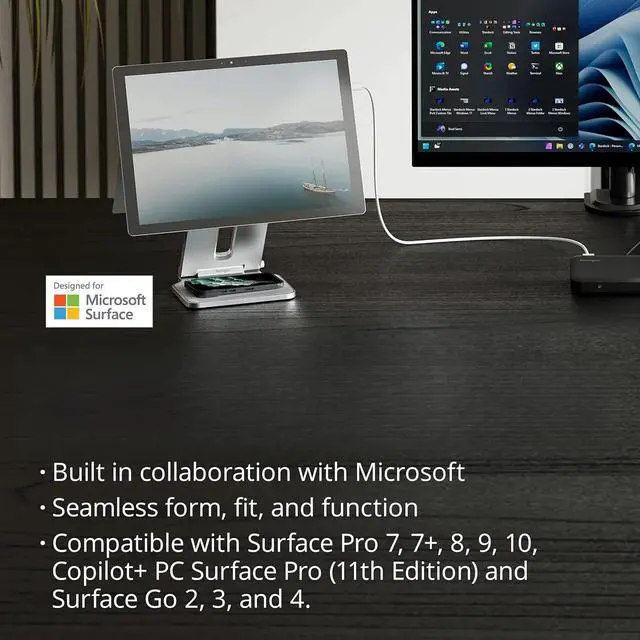 Alt view image 2 of 6 - Elevated Stand Adjustable for Surface Stand for Desk, on-Skid Tablet Holder Designed for Surface Pro, Silver