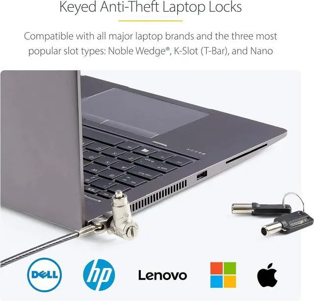 Alt view image 4 of 6 - 6.6ft (2m) 3-in-1 Universal Laptop Cable Lock - 4-Digit Combination Laptop/Desktop Security Cable Lock Compatible