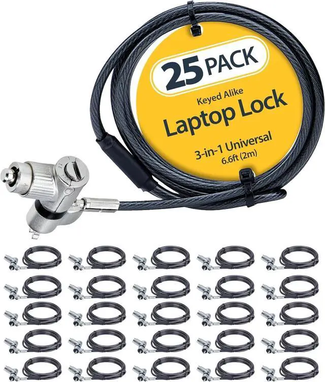 Alt view image 3 of 6 - 6.6ft (2m) 3-in-1 Universal Laptop Cable Lock - 4-Digit Combination Laptop/Desktop Security Cable Lock Compatible