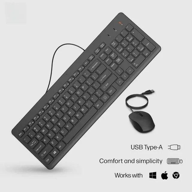 Alt view image 3 of 6 - 150 Wired Mouse and Keyboard Combo - Low-Profile Keyboard with Numeric Keypad - 1600 DPI Optical Sensor(240J7AA, Black)