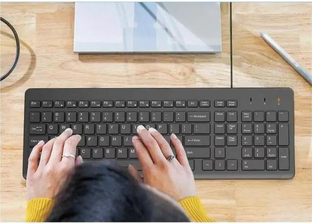 Alt view image 2 of 6 - 150 Wired Mouse and Keyboard Combo - Low-Profile Keyboard with Numeric Keypad - 1600 DPI Optical Sensor(240J7AA, Black)