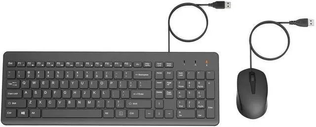 Main image of 150 Wired Mouse and Keyboard Combo - Low-Profile Keyboard with Numeric Keypad - 1600 DPI Optical Sensor(240J7AA, Black)