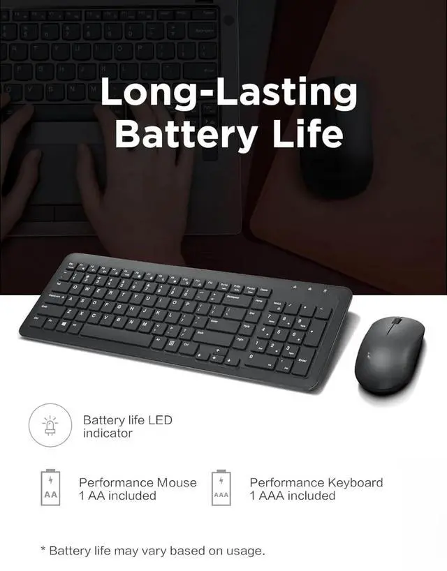 Alt view image 2 of 6 - 300 Wireless Combo Keyboard and Mouse, 2.4 GHz Nano USB-A Receiver, Batteries Included