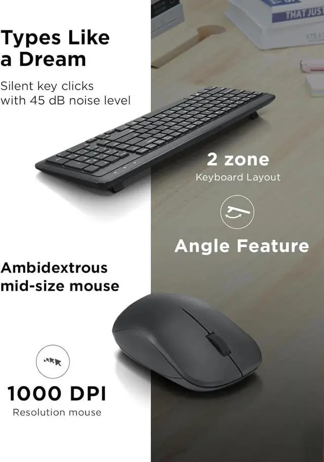 Alt view image 3 of 6 - 300 Wireless Combo Keyboard and Mouse, 2.4 GHz Nano USB-A Receiver, Batteries Included