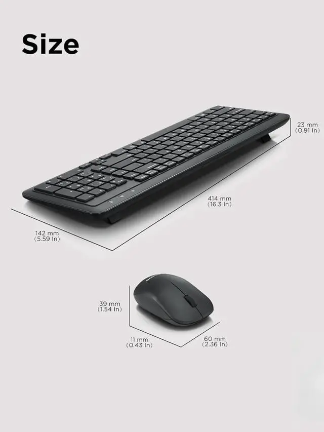 Alt view image 4 of 6 - 300 Wireless Combo Keyboard and Mouse, 2.4 GHz Nano USB-A Receiver, Batteries Included