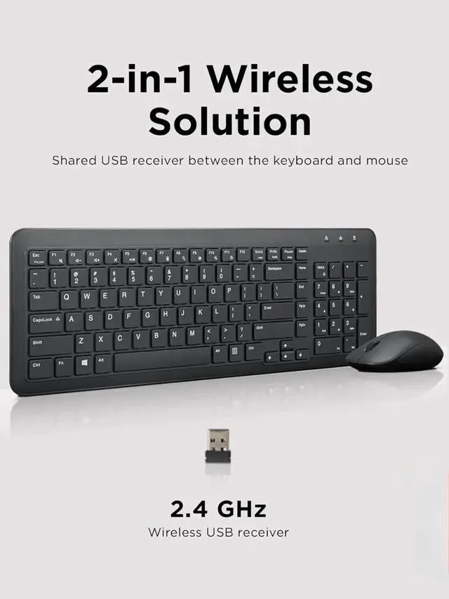 Alt view image 5 of 6 - 300 Wireless Combo Keyboard and Mouse, 2.4 GHz Nano USB-A Receiver, Batteries Included