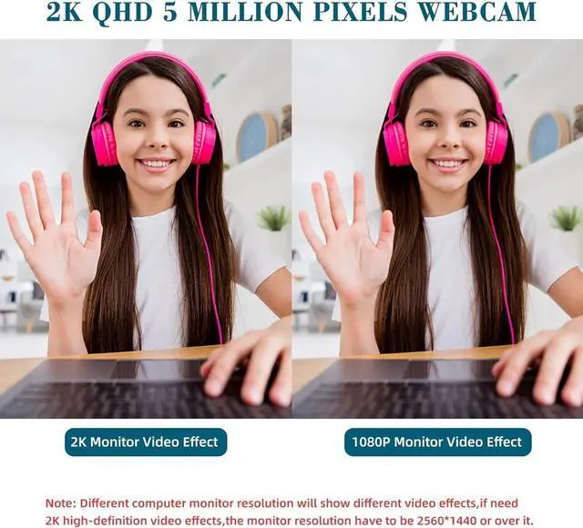 Alt view image 4 of 6 - 2K HD Webcam with 2 Speakers & Built-in Microphone for Computer Laptop,90 Degree View Angle Desktop USB Stream Camera