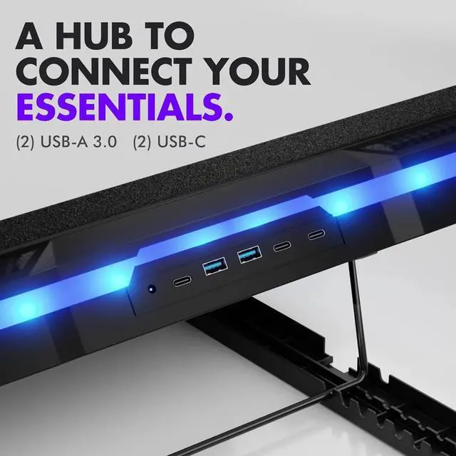 Alt view image 4 of 6 - Gaming Laptop Cooling Pad with USB Hub - Boost Performance, Stay Comfortable - RGB Laptop Cooler Stand