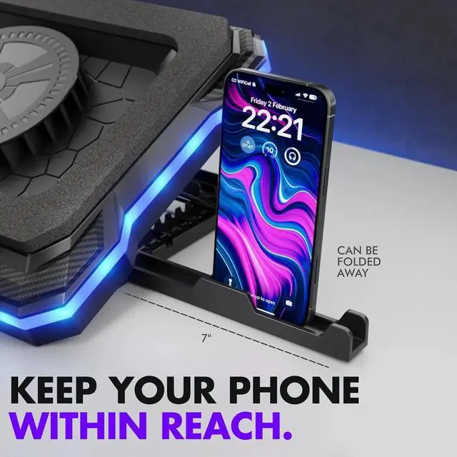 Alt view image 6 of 6 - Gaming Laptop Cooling Pad with USB Hub - Boost Performance, Stay Comfortable - RGB Laptop Cooler Stand