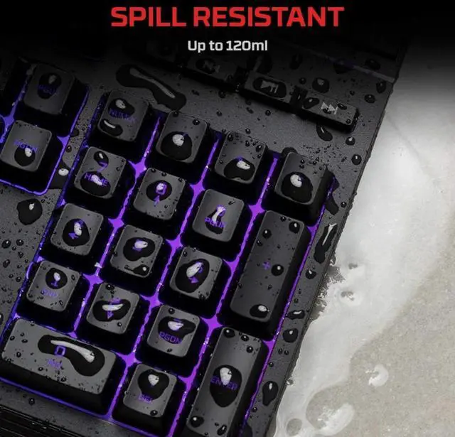 Alt view image 2 of 6 - Membrane Gaming Keyboard, Comfortable Quiet Silent Keys with RGB LED Lighting Effects, Spill Resistant  Black