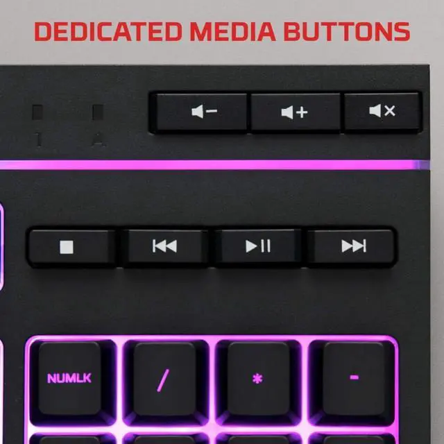 Alt view image 3 of 6 - Membrane Gaming Keyboard, Comfortable Quiet Silent Keys with RGB LED Lighting Effects, Spill Resistant  Black
