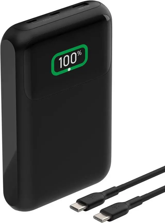 Main image of Portable Charger, 3-Port Laptop Power Bank 20000 mAh - USB-C & USB-A Ports, 65W iPhone Charger Fast Charging - Black