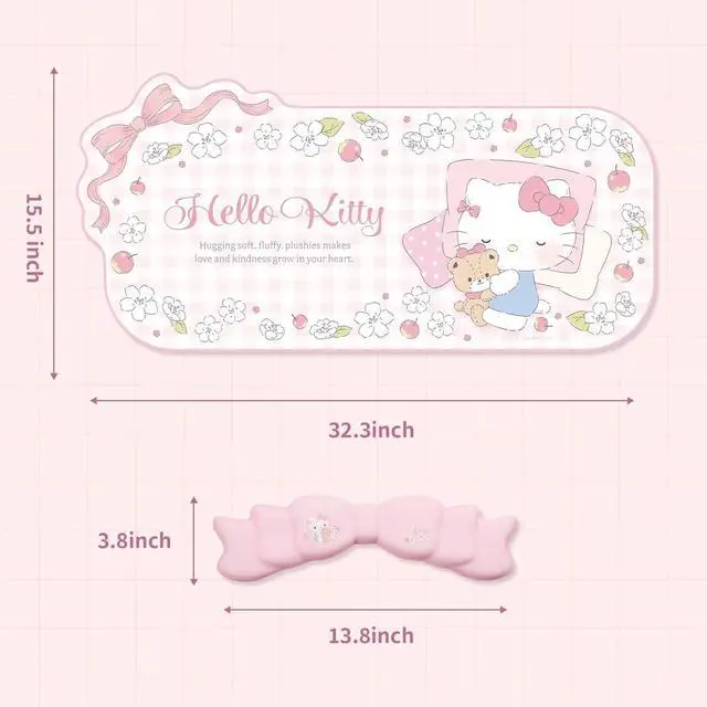 Alt view image 2 of 6 - Anime Mouse Pad Wrist Rest Support Set - Non-Slip Desk Mat and Memory Foam Bowknot Wrist Rest for Keyboard and Mouse