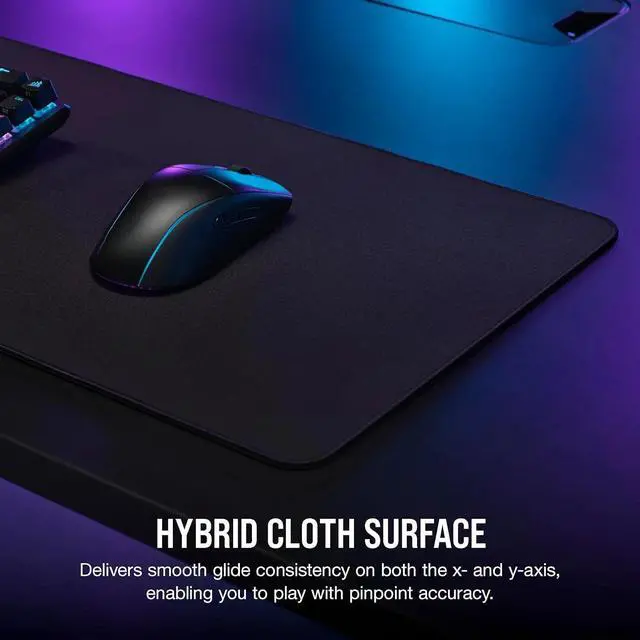 Alt view image 3 of 6 - Hybrid Cloth Gaming Extended Mouse Pad 93cm x 30cm Anti-Fray Stitched Edges Non-Slip Rubber Base Black