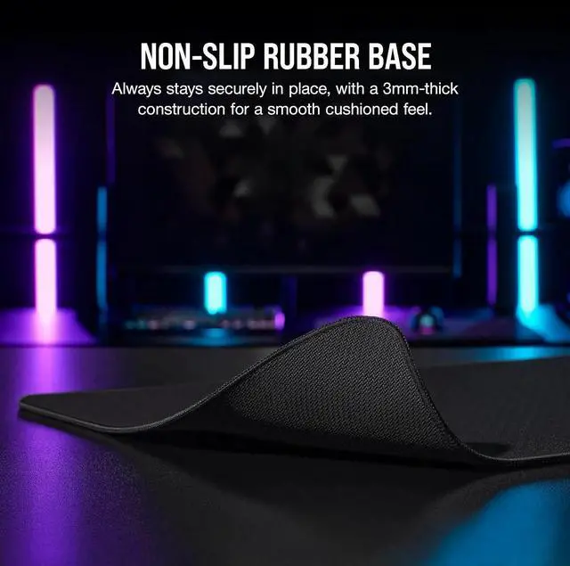 Alt view image 5 of 6 - Hybrid Cloth Gaming Extended Mouse Pad 93cm x 30cm Anti-Fray Stitched Edges Non-Slip Rubber Base Black