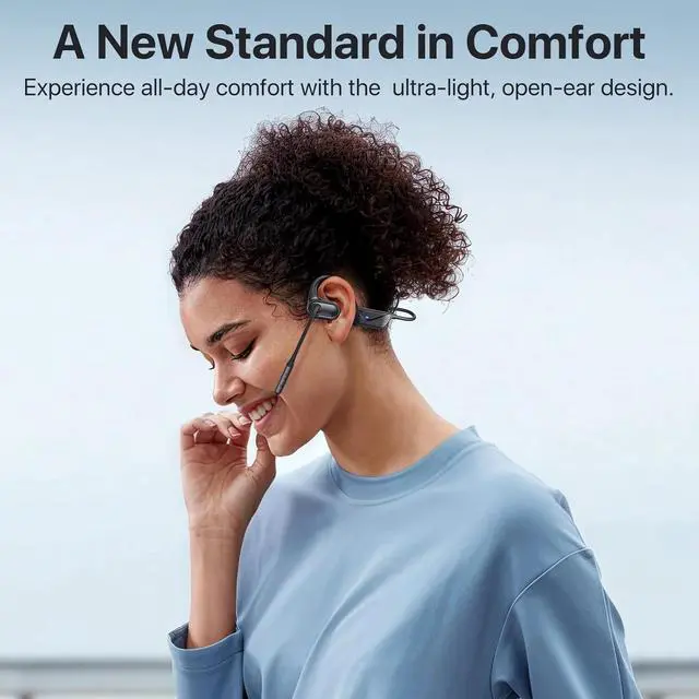 Alt view image 2 of 4 - Bluetooth Headset , Open Ear Headphones, Dual Connect Bluetooth 5.4 Headphones with Noise Cancelling & Mute - Black