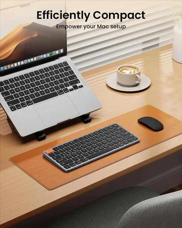 Alt view image 2 of 5 - Backlit Compact Wireless Keyboard for Mac,Multi-Device, Low Profile, Rechargeable, Compatible with MacBook Pro/Air, iPad - Space Gray