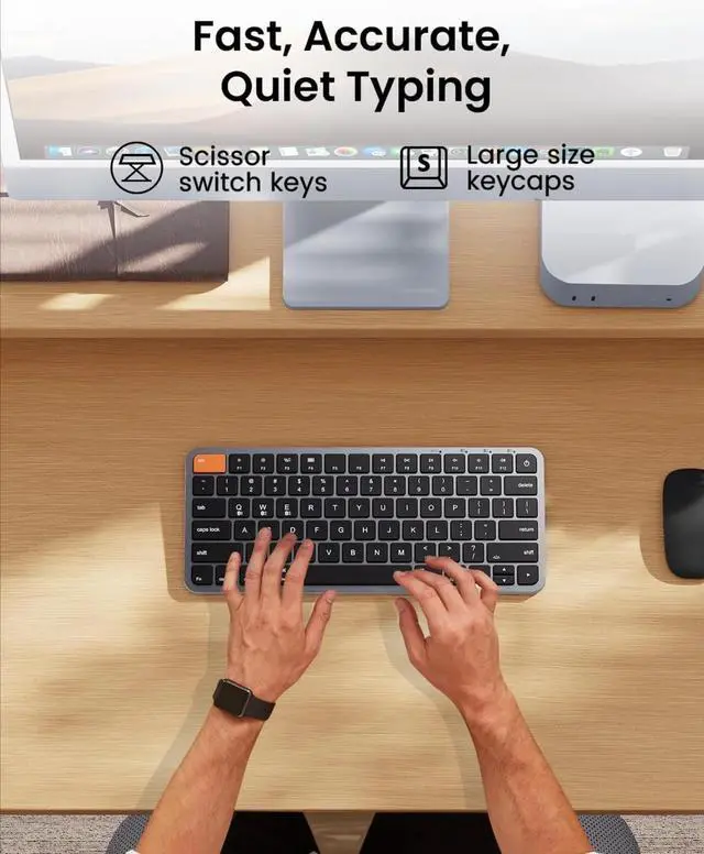 Alt view image 5 of 5 - Backlit Compact Wireless Keyboard for Mac,Multi-Device, Low Profile, Rechargeable, Compatible with MacBook Pro/Air, iPad - Space Gray