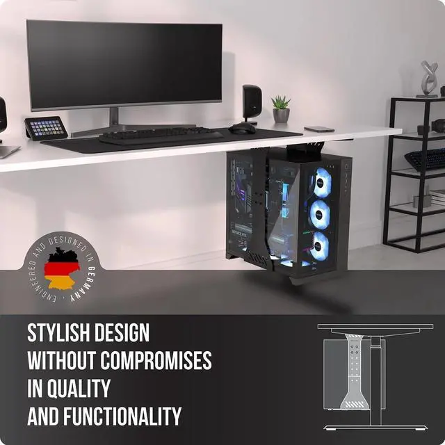 Alt view image 2 of 5 - Heavy Duty Under Desk PC Holder  Up to 77 lbs Load Capacity - Adjustable Computer Tower Holder  CPU Holder Under Desk Mount(Black)