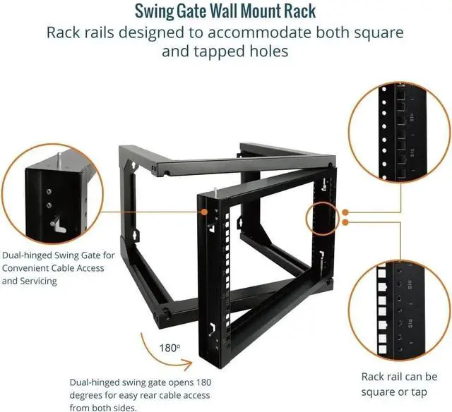 Alt view image 3 of 5 - FOR-FOR6U Wall Mount Server Rack, Open Frame Network Rack for 19" Computer/AV/Data/IT/Media Equipment, 18" Depth, 16" Apart Mounting Holes