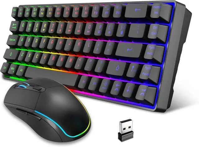 Main image of Wireless Gaming Keyboard and Mouse Combo,LED Backlit Rechargeable 2000mAh Battery,Small Membrane But Mechanical Feel Keyboard