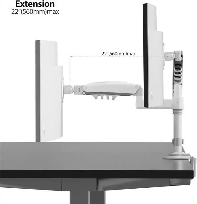 Alt view image 5 of 5 - Dual Monitor Desk Mount Stand Full Motion Swivel Computer Monitor Arm Fits 2 Screens up to 27'' with Load Capacity 4.4~19.8lbs for Each Monitor H180-W