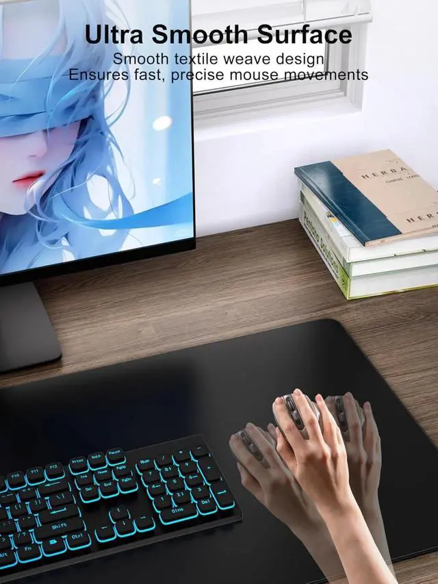 Alt view image 4 of 4 - Wireless Charging Mouse Pad, Mousepad with Ultra-Smooth Surface, Non-Slip Base, 31.5"x15.75" XXL Large Desk Pad, for MacBook, PC, Laptop