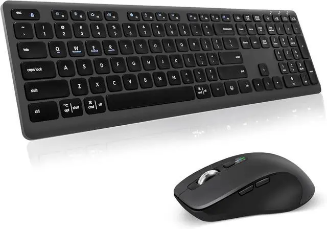 Main image of Wireless Keyboard Mouse Combo, 2-in-1 USB Receiver and Two Bluetooth, Multi Device Silent Design for Computer, Laptop, MacBook and iPad.