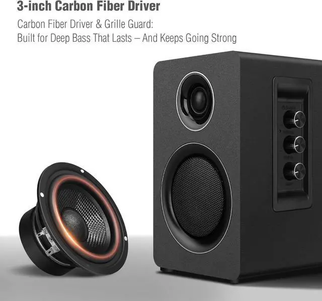 Alt view image 2 of 4 - Computer Speakers for Desktop PC, Supports Bluetooth 5.3, USB-C, AUX/RCA Input for Record Player TV - Black Stereo Set